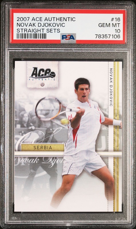 2007 ACE AUTHENTIC STRAIGHT SETS #16 NOVAK DJOKOVIC PSA 10