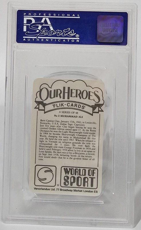 1979 Venorlandus Ltd. Our Heroes World Of Sport #3 Muhammad Ali PSA 8 GOAT view 2