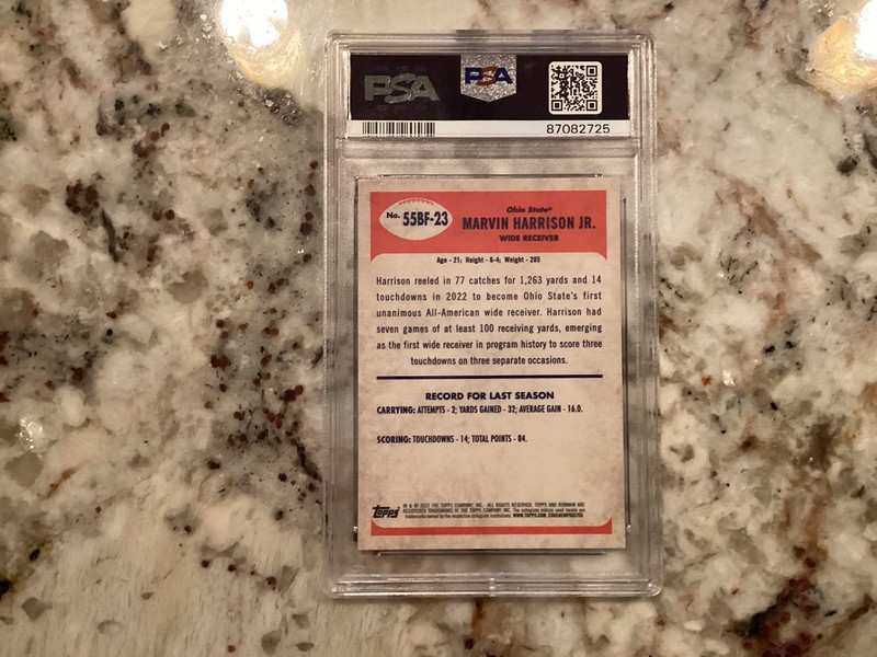 Marvin Harrison Jr. PSA 10 2023 Bowman U Chrome Refractor 1955 Bowman 55BF23 RC view 2