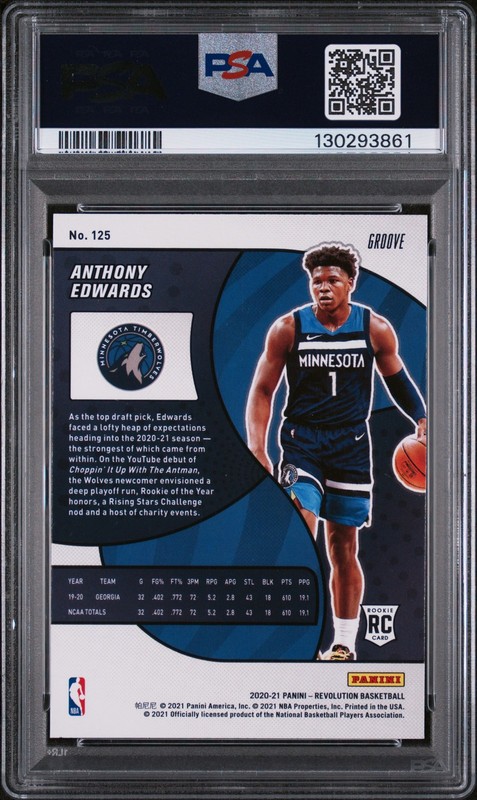 2020 PANINI REVOLUTION GROOVE #125 ANTHONY EDWARDS PSA 9 view 2