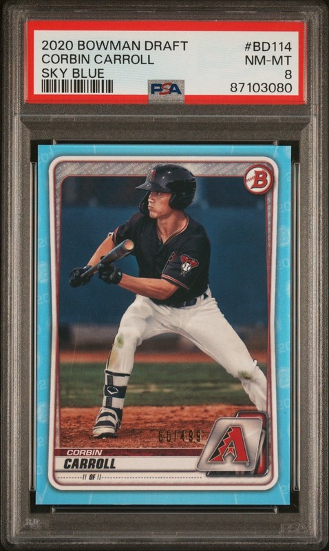 2020 Bowman Draft Sky Blue #BD114 Corbin Carroll RC PSA 8 NM-MT [60/499]