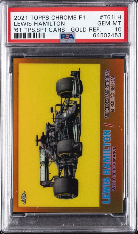 2021 TOPPS CHROME FORMULA 1 1961 TOPPS SPORTS CARS LEWIS HAMILTON 39/50 PSA 10