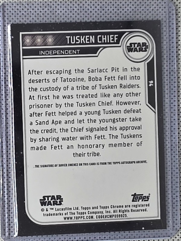2023 Topps Chrome Star Wars Xavier Jimenez as Tusken Chief Refractor Auto #94 view 2