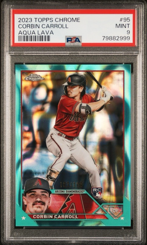 2023 Topps Chrome Aqua Lava Refractor #95 Corbin Carroll RC PSA 9 MINT [183/199]