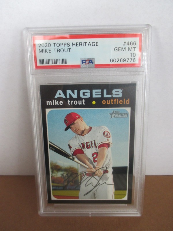 2020 Topps Heritage Mike Trout #466 Angels PSA 10 Graded Short Print🔥⚾ view 2