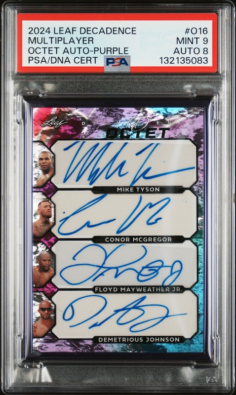 CONOR MCGREGOR/DEMETRIOUS JOHNSON/FLOYD MAYWEATHER JR./MIKE TYSO... PSA 9 AUTO 8