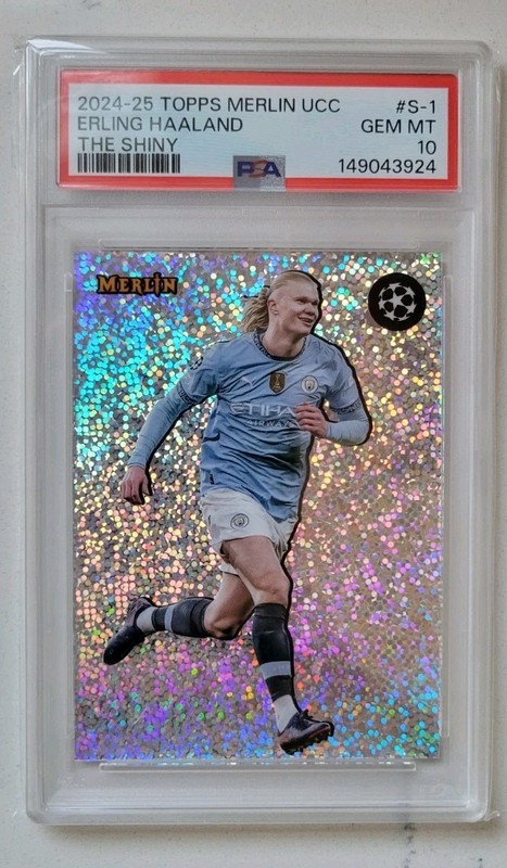 2024-25 Topps Merlin UCC Erling Haaland The Shiny PSA 10