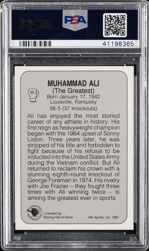 1991 AW SPORTS BOXING #69 MUHAMMAD ALI PSA 10 view 2