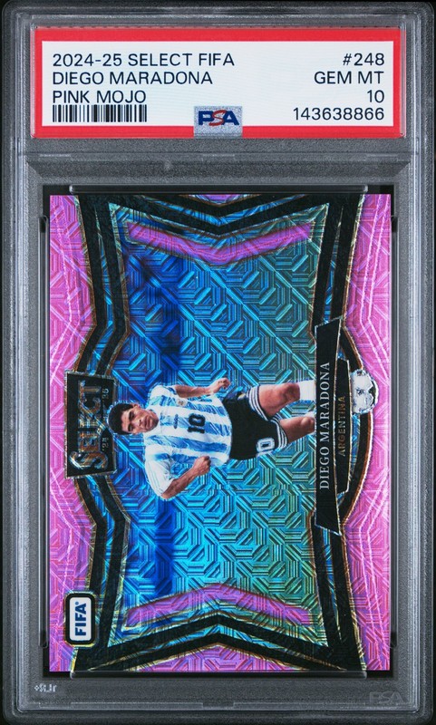 2024-25 PANINI SELECT FIFA PINK MOJO #248 DIEGO MARADONA 182/299 PSA 10