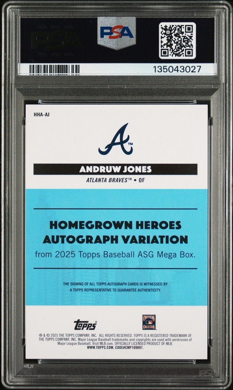 2025 TOPPS ALL-STAR GAME HOMEGROWN HEROES AUTOS ANDRUW JONES 23/25 PSA 10 AUTO 9 view 2