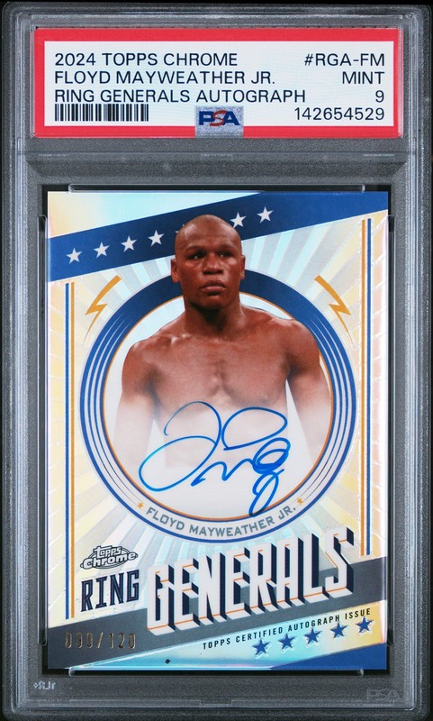 2024 TOPPS CHROME BOXING RING GENERALS AUTOS FLOYD MAYWEATHER JR. 90/120 PSA 9