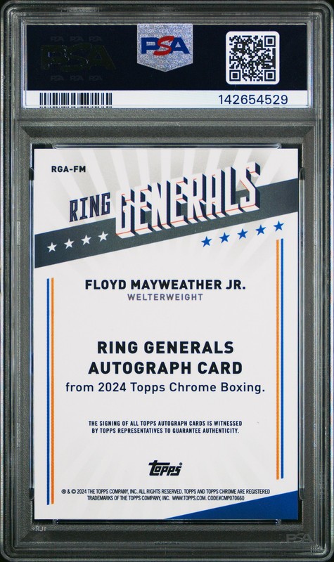 2024 TOPPS CHROME BOXING RING GENERALS AUTOS FLOYD MAYWEATHER JR. 90/120 PSA 9 view 2