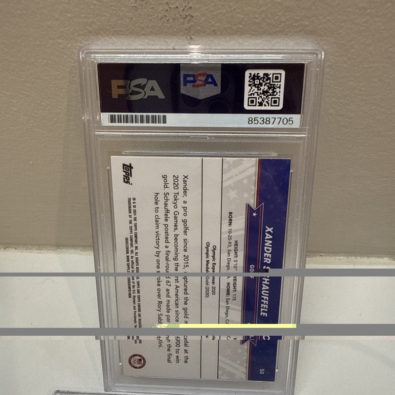 XANDER SCHAUFFELE SIGNED 2024 TOPPS CHROME GOLF USA OLYMPICS PSA AUTO 10 view 2