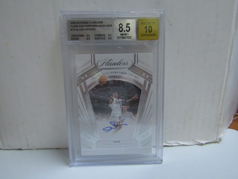 BGS 8.5 2023-24 Flawless #12 Allen Iverson Performances On Card Auto /25 76ers