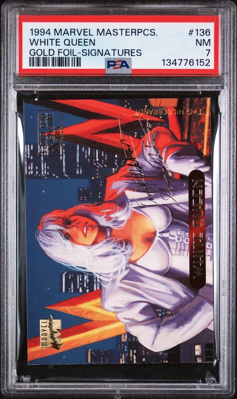 1994 MARVEL MASTERPIECES GOLD FOIL-SIGNATURES #136 WHITE QUEEN PSA 7