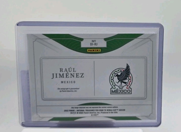 2022 Panini National Treasures Raul Jimenez Mexico 16/99 On Card Auto Mexico view 2