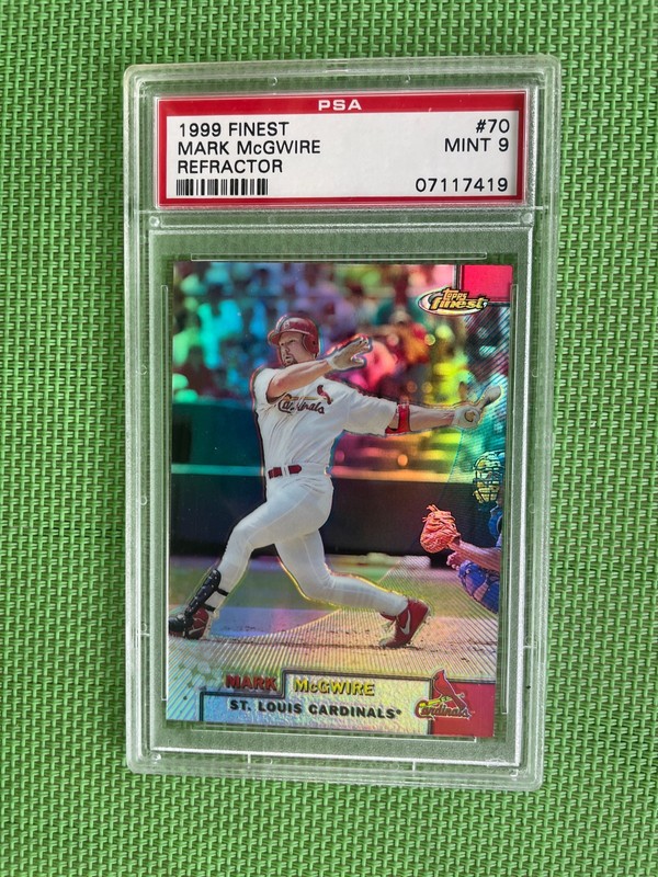 1999 FINEST REFRACTOR MARK MCGWIRE PSA 9 POP 10 view 2