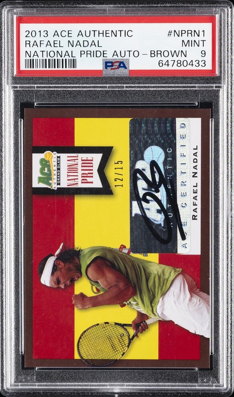 2013-14 ACE AUTH NAT PRIDE AUTOS BROWN #NPRN1 RAFAEL NADAL 12/15 PSA 9 AUTO