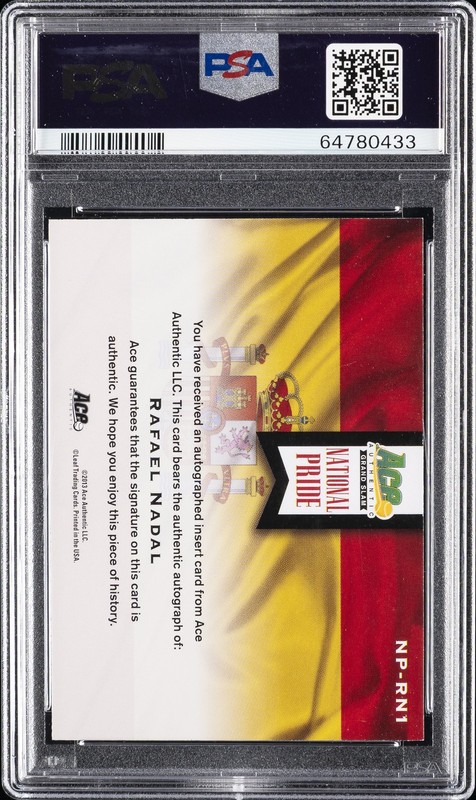 2013-14 ACE AUTH NAT PRIDE AUTOS BROWN #NPRN1 RAFAEL NADAL 12/15 PSA 9 AUTO view 2
