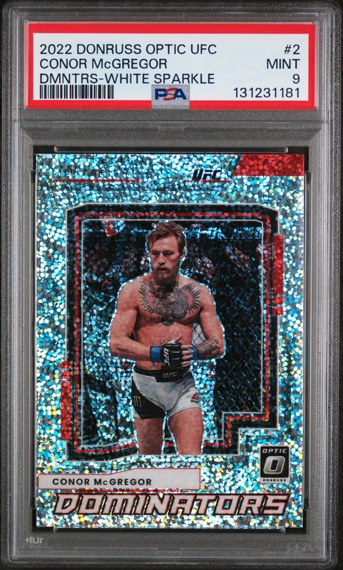 2022 PANINI DONRUSS OPTIC UFC DOMINATORS WHITE SPARKLE #2 CONOR MCGREGOR PSA 9