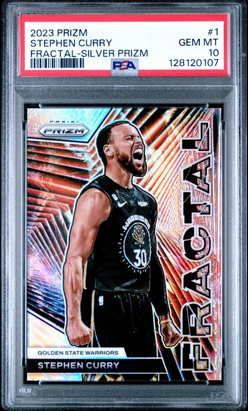 2023 PANINI PRIZM FRACTAL SILVER PRIZM #1 STEPHEN CURRY PSA 10