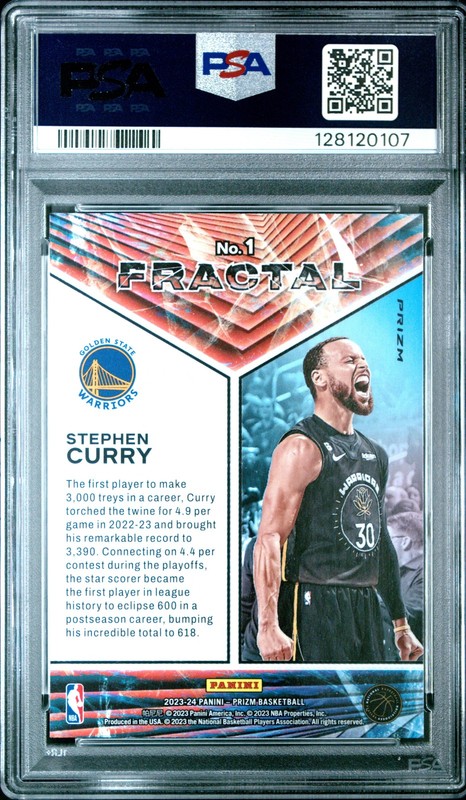 2023 PANINI PRIZM FRACTAL SILVER PRIZM #1 STEPHEN CURRY PSA 10 view 2