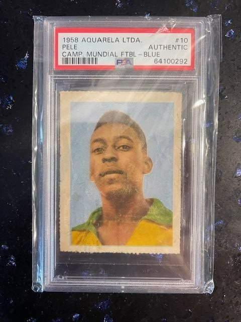 1958 Pele EDITORA AQUARELA SOCCER #10 BLUE NUMBER Rookie Card 🔥 PSA AUTHENTIC