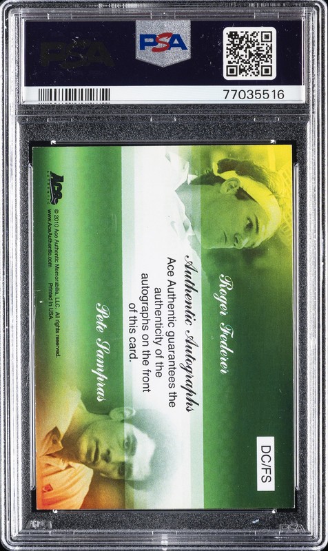 2010 ACE AUTH ACES DUAL AUTOS #DC/FS PETE SAMPRAS/ROGER FEDERER 18/25 PSA 6 AUTO view 2