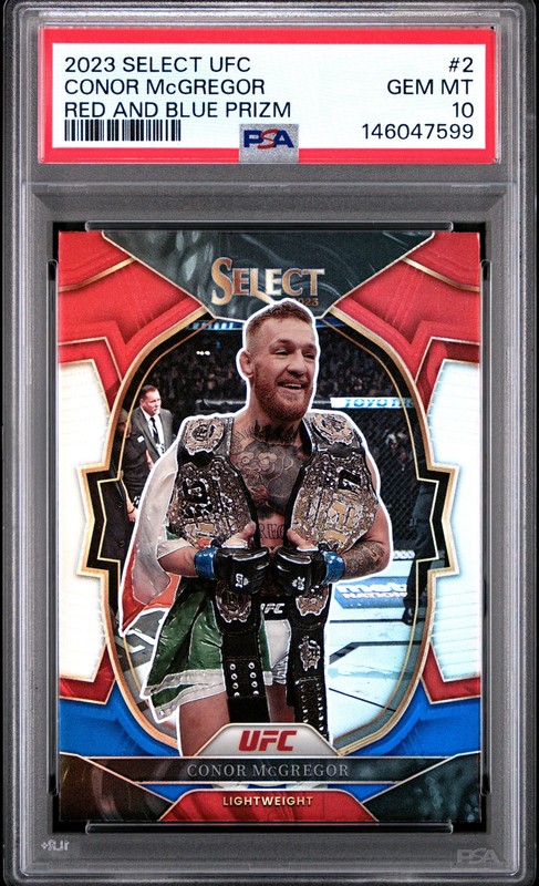 2023 PANINI SELECT UFC RED & BLUE PRIZM #2 CONOR MCGREGOR PSA 10