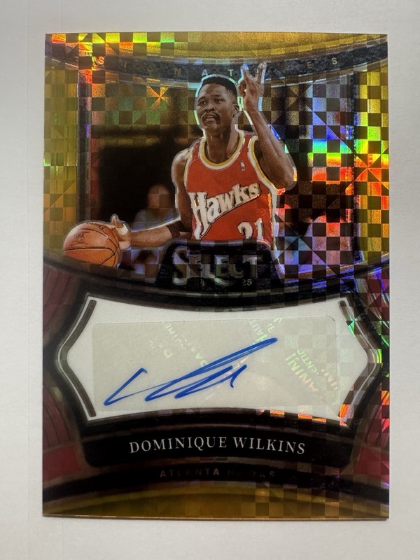 2024-25 Panini Select Dominique Wilkins Gold Prizm /10 Signatures Auto Hawks
