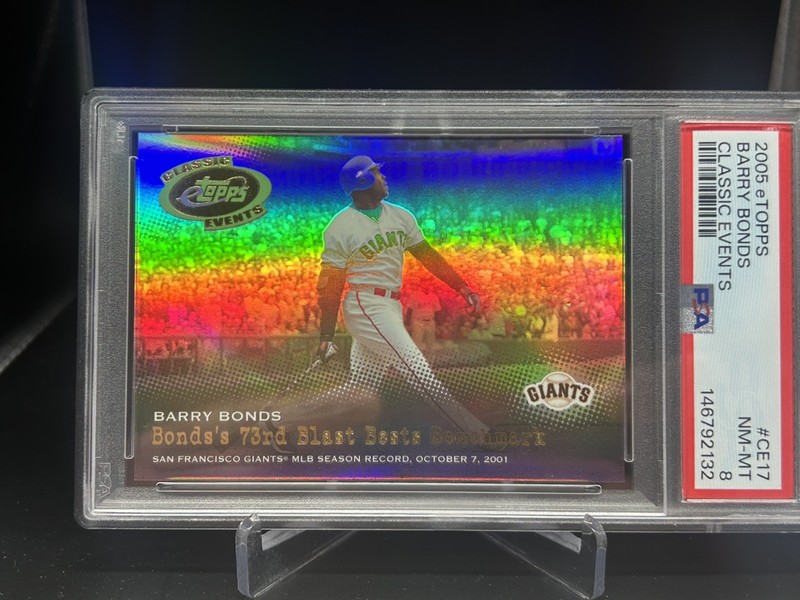 2005 eTopps Barry Bonds “Classic Events” 73rd Home Run Card #CE17 PSA 8