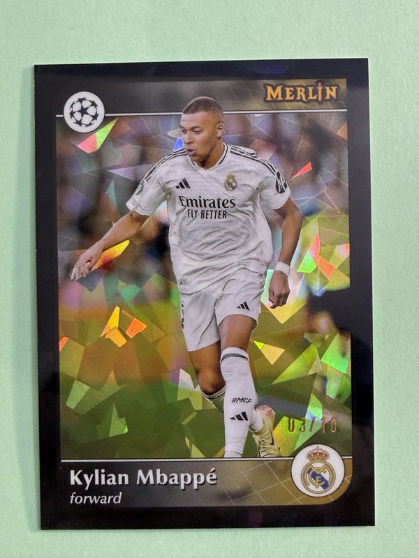 2025 Topps Merlin UEFA #9 Kylian Mbappe Atomic Refractor 3/10