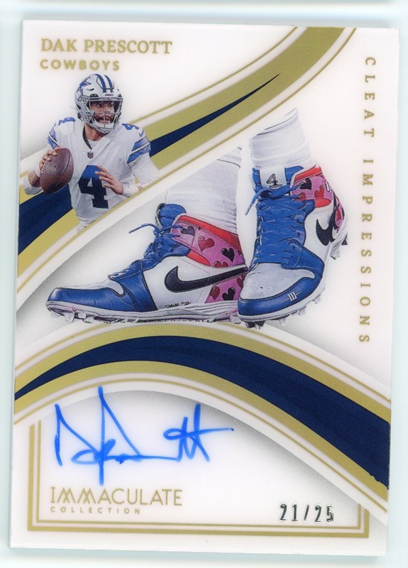 2023 PANINI IMMACULATE DAK PRESCOTT AUTO /25 CLEAT IMPRESSIONS #CI-DKP COWBOYS