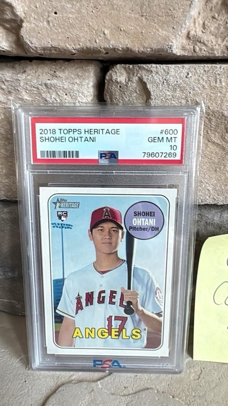 2018 Topps Heritage Shohei Ohtani & 2024 Topps Chrome Mike Trout Auto /25