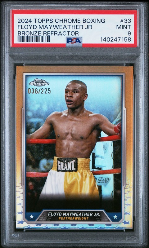 2024 TOPPS CHROME BOXING BRONZE REFRACTOR #33 FLOYD MAYWEATHER JR 36/225 PSA 9