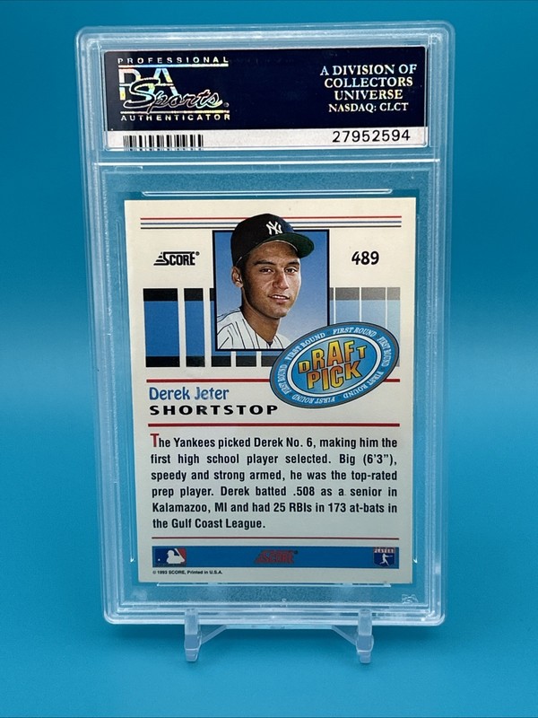 1993 Score Derek Jeter #489 RC Rookie PSA 10  view 2