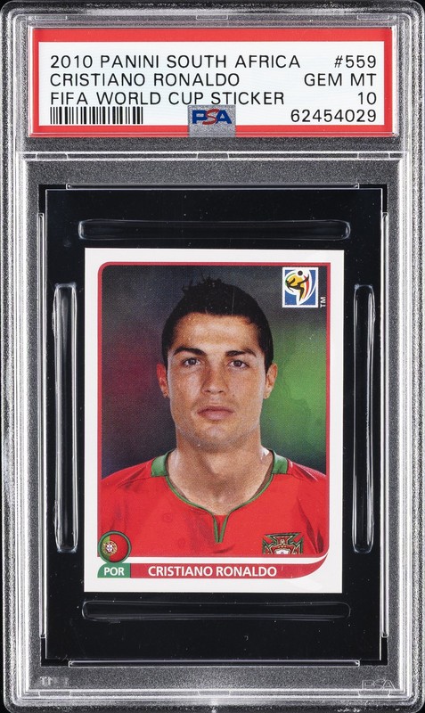 2010 PANINI SOUTH AFRICA FIFA WORLD CUP STICKER #559 CRISTIANO RONALDO PSA 10