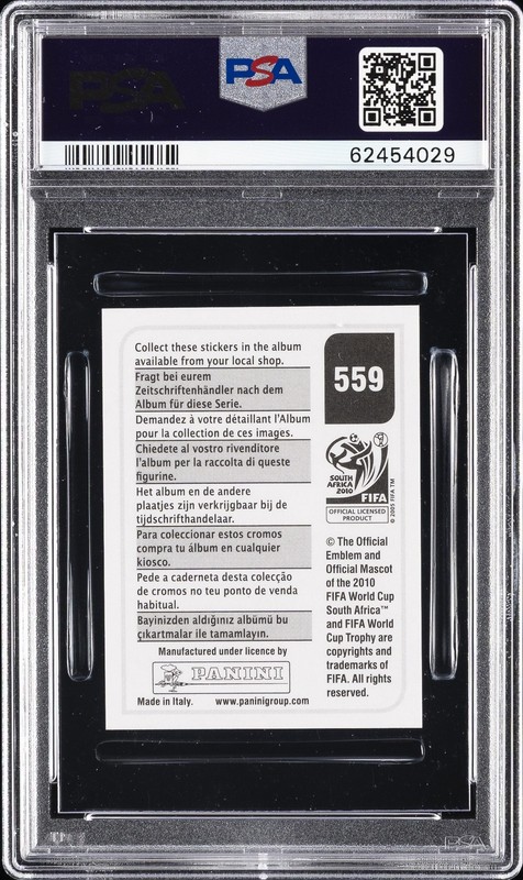 2010 PANINI SOUTH AFRICA FIFA WORLD CUP STICKER #559 CRISTIANO RONALDO PSA 10 view 2