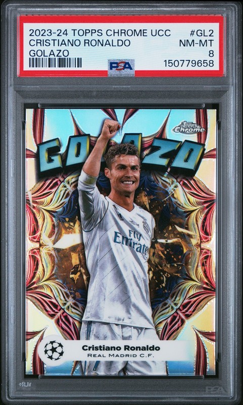 2023-24 TOPPS CHROME UEFA CLUB COMPETITIONS GOLAZO #GL2 CRISTIANO RONALDO PSA 8