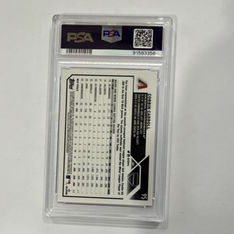 Topps 2023 Chrome Corbin Carroll Magenta Speckle 72 /350 PSA 8 Diamondbacks view 2