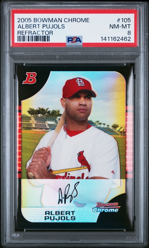 2005 BOWMAN CHROME REFRACTOR #105 ALBERT PUJOLS PSA 8