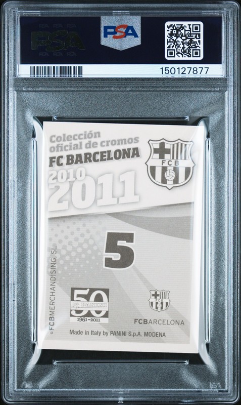 2010-11 PANINI FC BARCELONA #5 LIONEL MESSI PSA 8 view 2