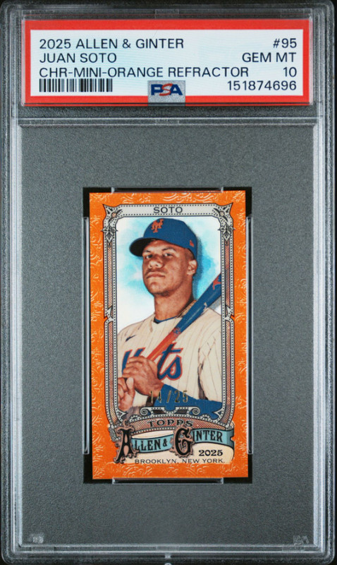 2025 Topps Allen & Ginter #95 Juan Soto Mini Orange Parallel 14/15