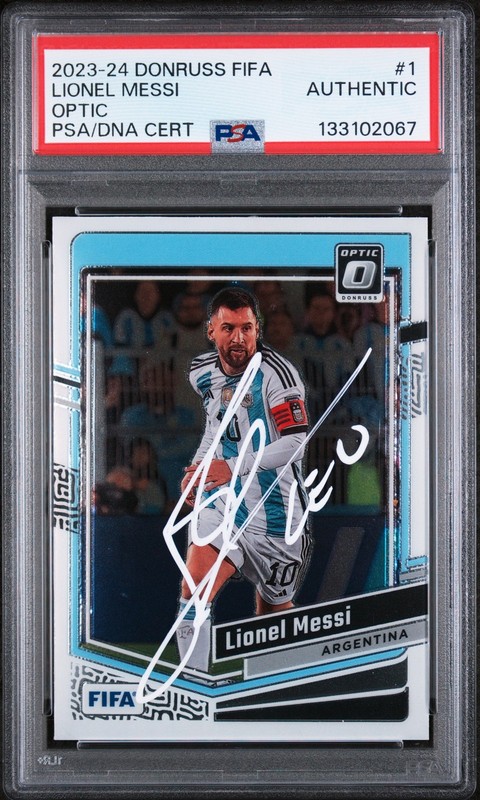 2023-24 PANINI DONRUSS FIFA OPTIC #1 LIONEL MESSI PSA AUTHENTIC AUTO AUTHENTIC