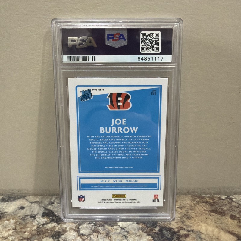 2020 Panini Donruss Optic Joe Burrow Holo PSA 9 Mint view 2