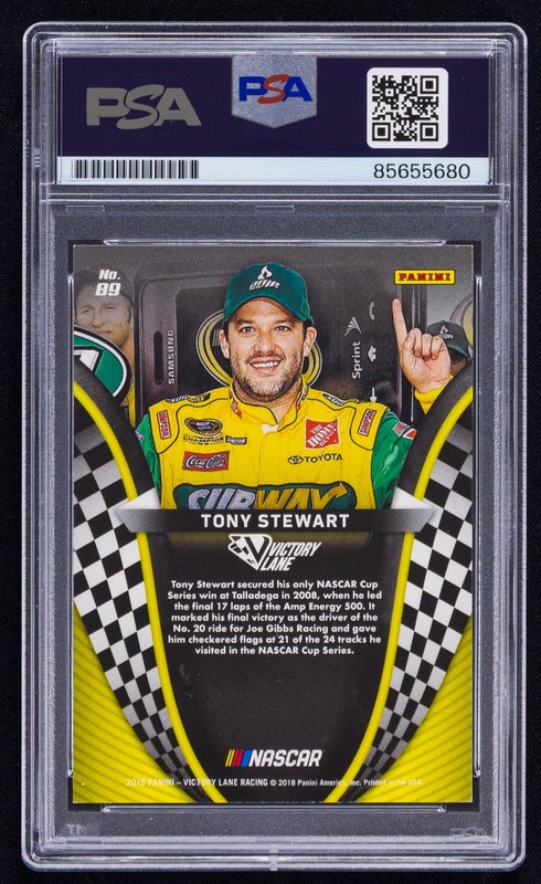 Tony Stewart Signed 2018 Panini Victory Lane Card #89 (PSA) NASCAR RAcing Auto view 2
