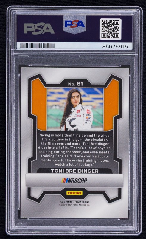 Toni Breidinger Signed 2024 Panini Prizm Card #81 (PSA) NASCAR Racing Auto view 2