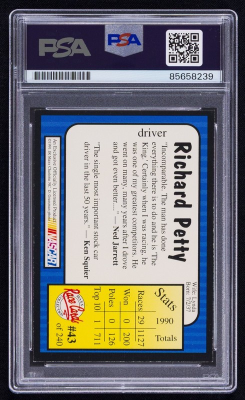 Richard Petty Signed 1991 Maxx Card #43 (PSA) NASCAR Racing Auto view 2