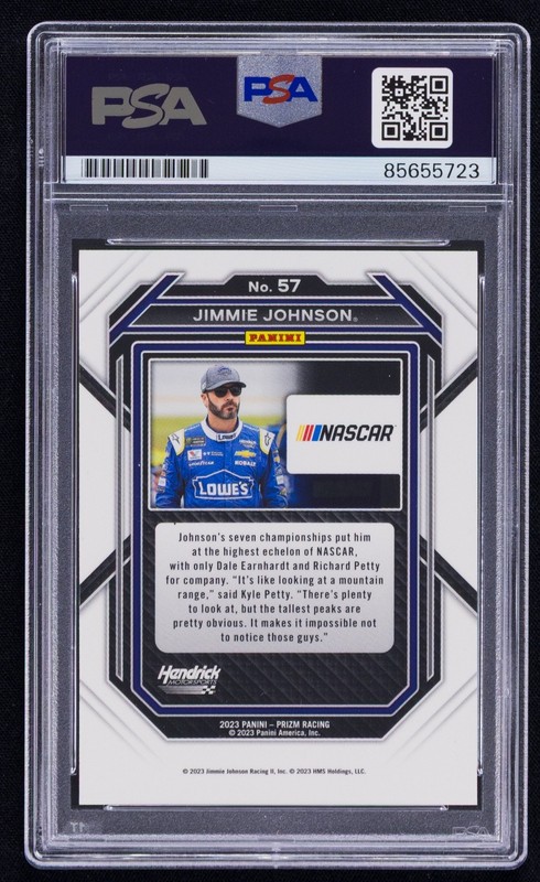 Jimmie Johnson Signed 2023 Panini Prizm Card #57 (PSA) NASCAR Racing Auto view 2