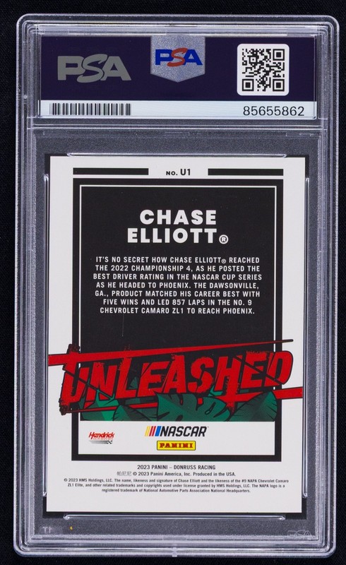 Chase Elliott Signed 2023 Donruss Unleashed Card #U1 (PSA) NASCAR Racing Auto view 2